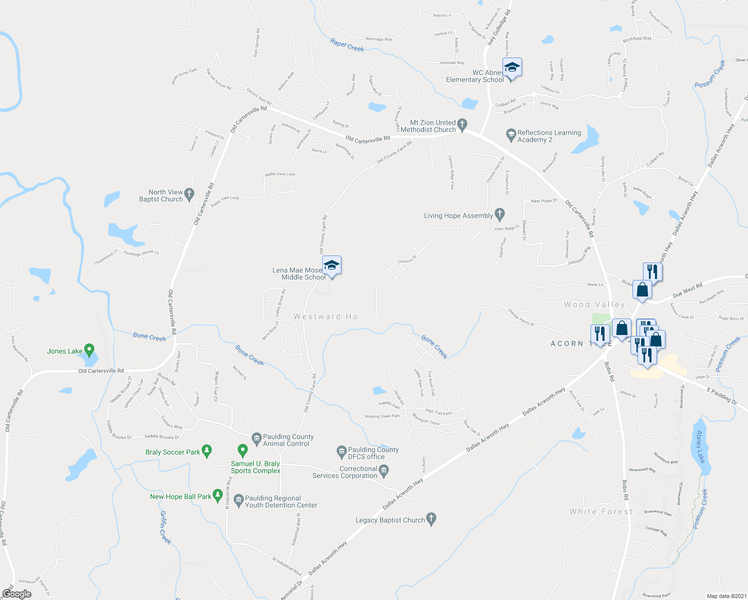 map of restaurants, bars, coffee shops, grocery stores, and more near 640 Crimson Drive in Dallas