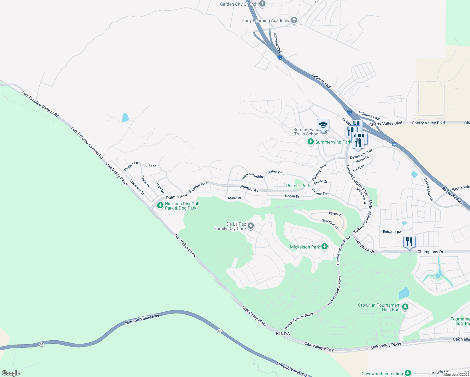 map of restaurants, bars, coffee shops, grocery stores, and more near 34852 Middlecoff Court in Beaumont