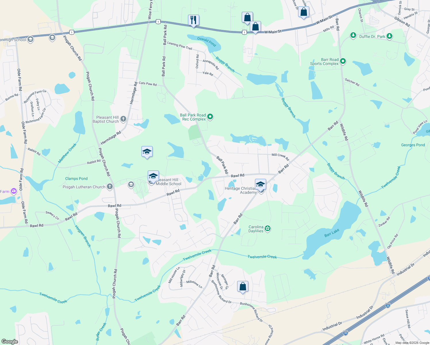 map of restaurants, bars, coffee shops, grocery stores, and more near 520 Rawl Road in Lexington