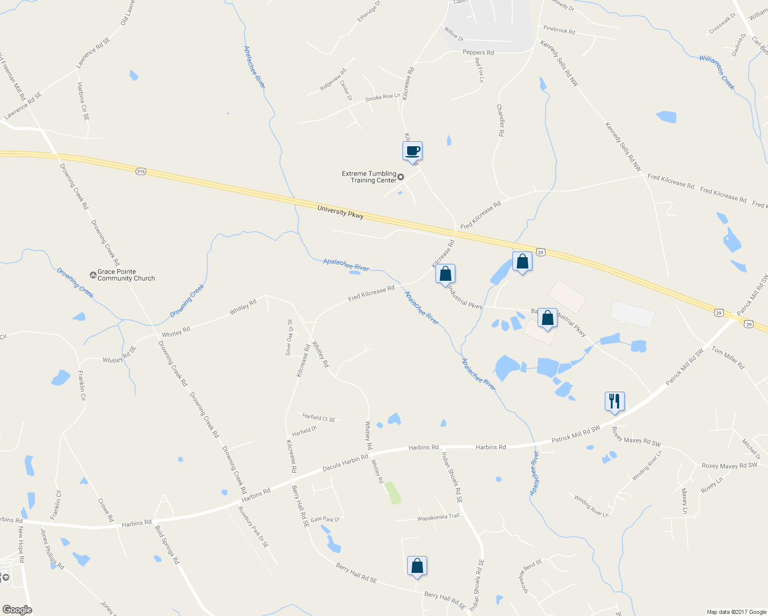 map of restaurants, bars, coffee shops, grocery stores, and more near 1680 Kilcrease Road in Bethlehem