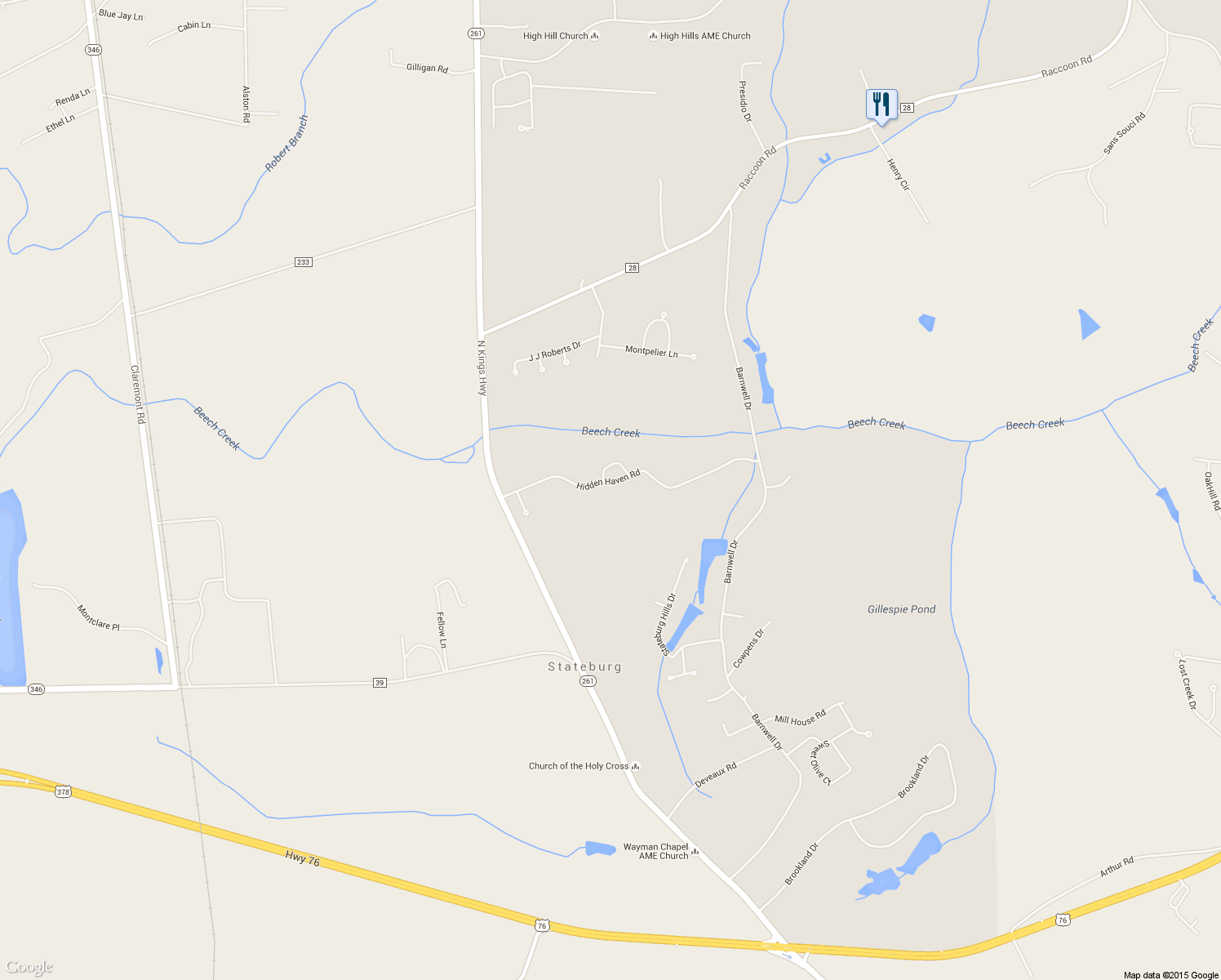map of restaurants, bars, coffee shops, grocery stores, and more near 6630 Hidden Haven Road in Sumter