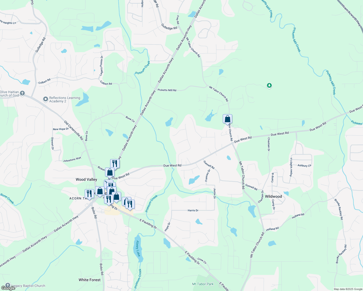 map of restaurants, bars, coffee shops, grocery stores, and more near 89 Summer Creek Place in Dallas