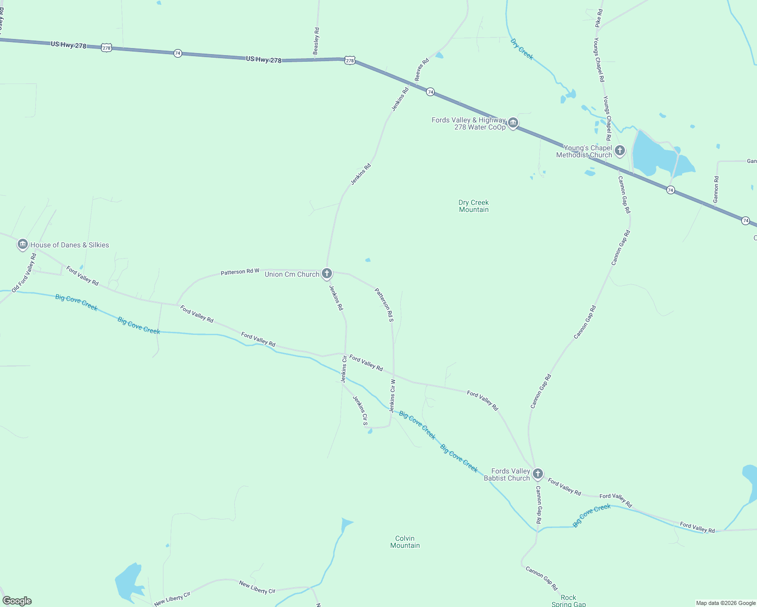 map of restaurants, bars, coffee shops, grocery stores, and more near 5086 Patterson Road West in Gadsden