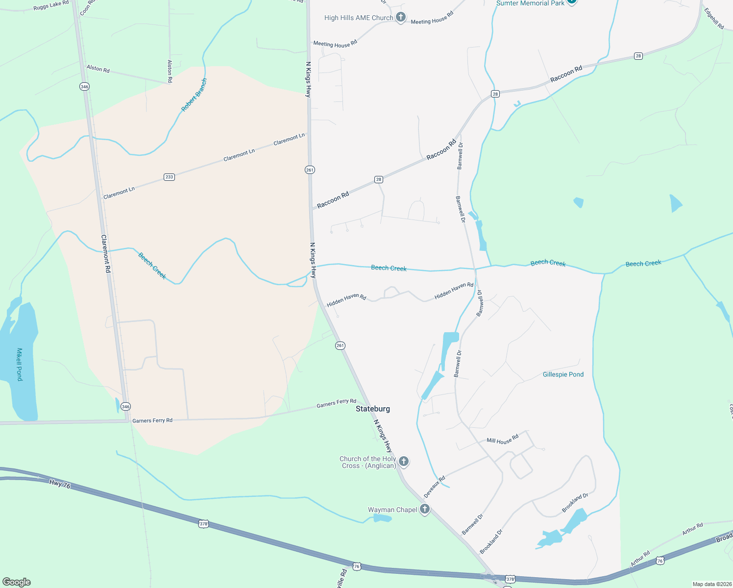 map of restaurants, bars, coffee shops, grocery stores, and more near 6685 Hidden Haven Road in Sumter