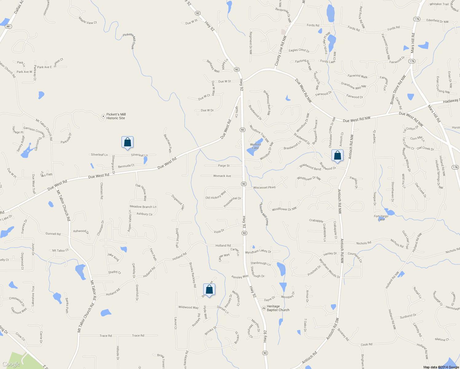 map of restaurants, bars, coffee shops, grocery stores, and more near 233 Old Hickory Way in Dallas