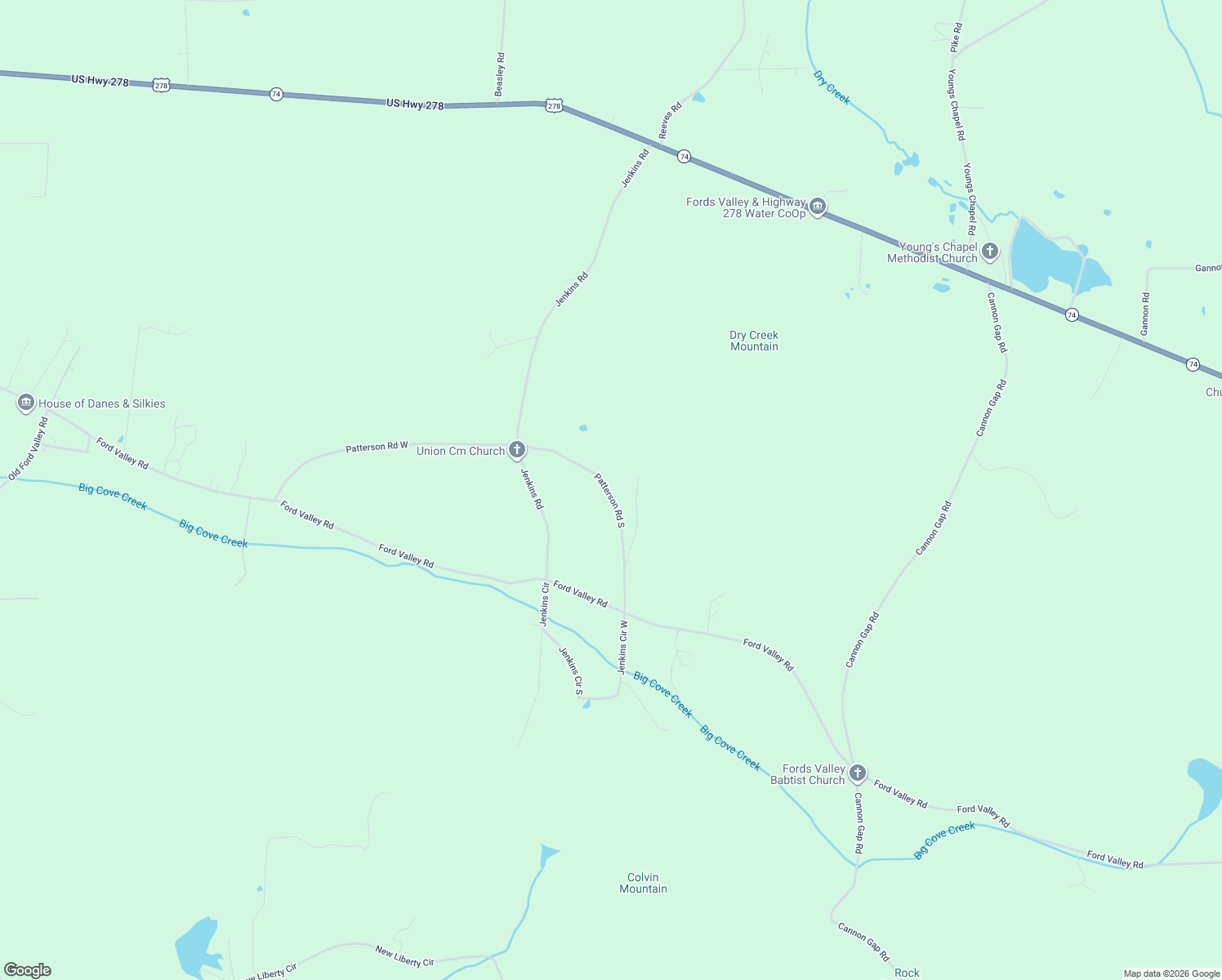 map of restaurants, bars, coffee shops, grocery stores, and more near 5086 Patterson Road West in Gadsden