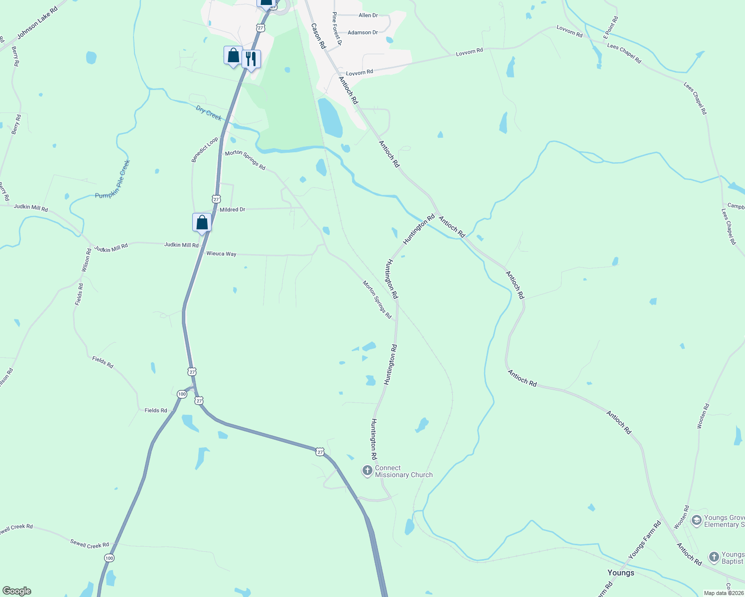 map of restaurants, bars, coffee shops, grocery stores, and more near 580 Morton Springs Road in Cedartown