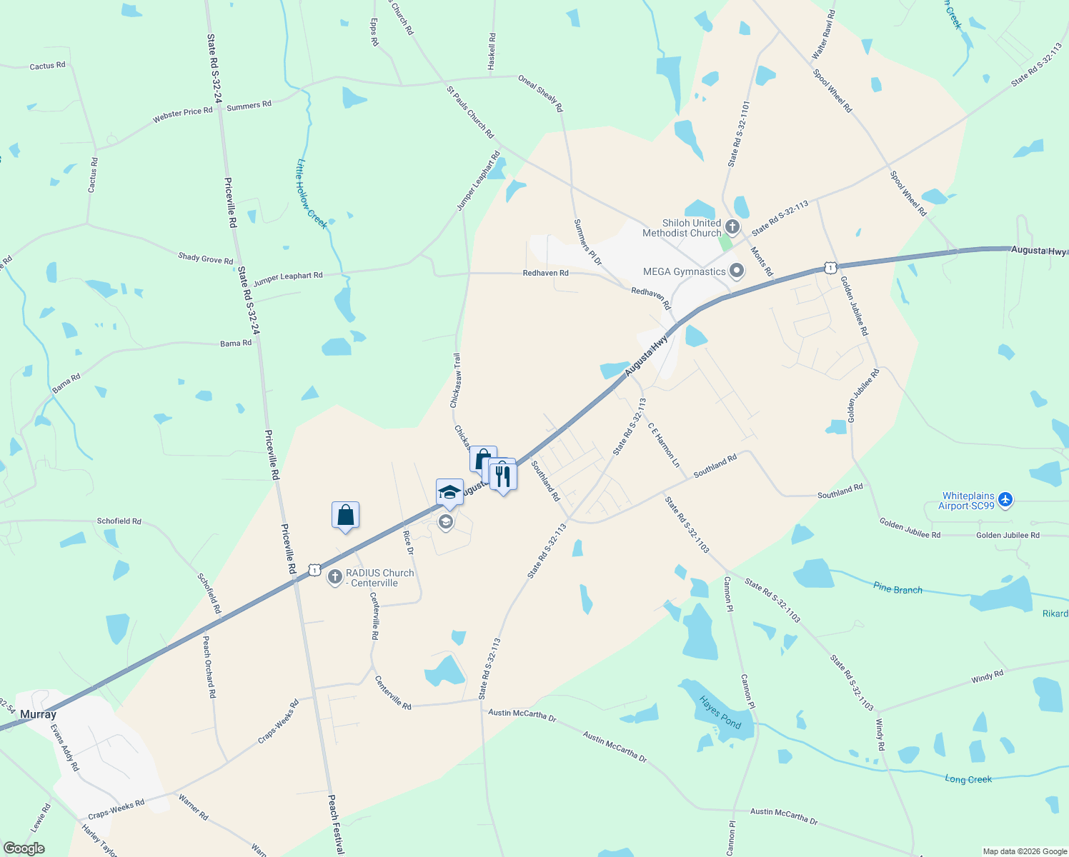 map of restaurants, bars, coffee shops, grocery stores, and more near 3970 Augusta Hwy in Gilbert