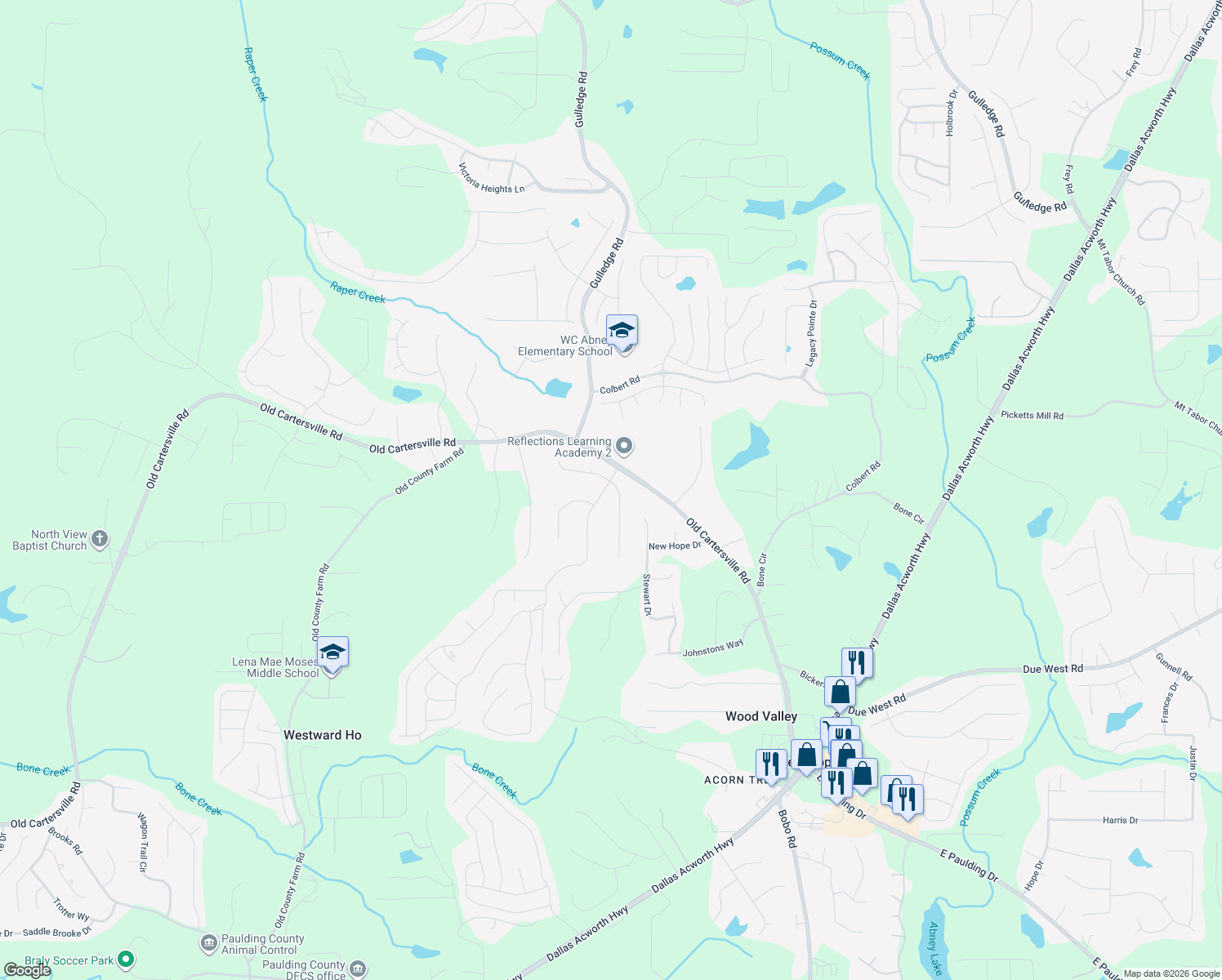 map of restaurants, bars, coffee shops, grocery stores, and more near 1544 Chester Harris Drive in Dallas