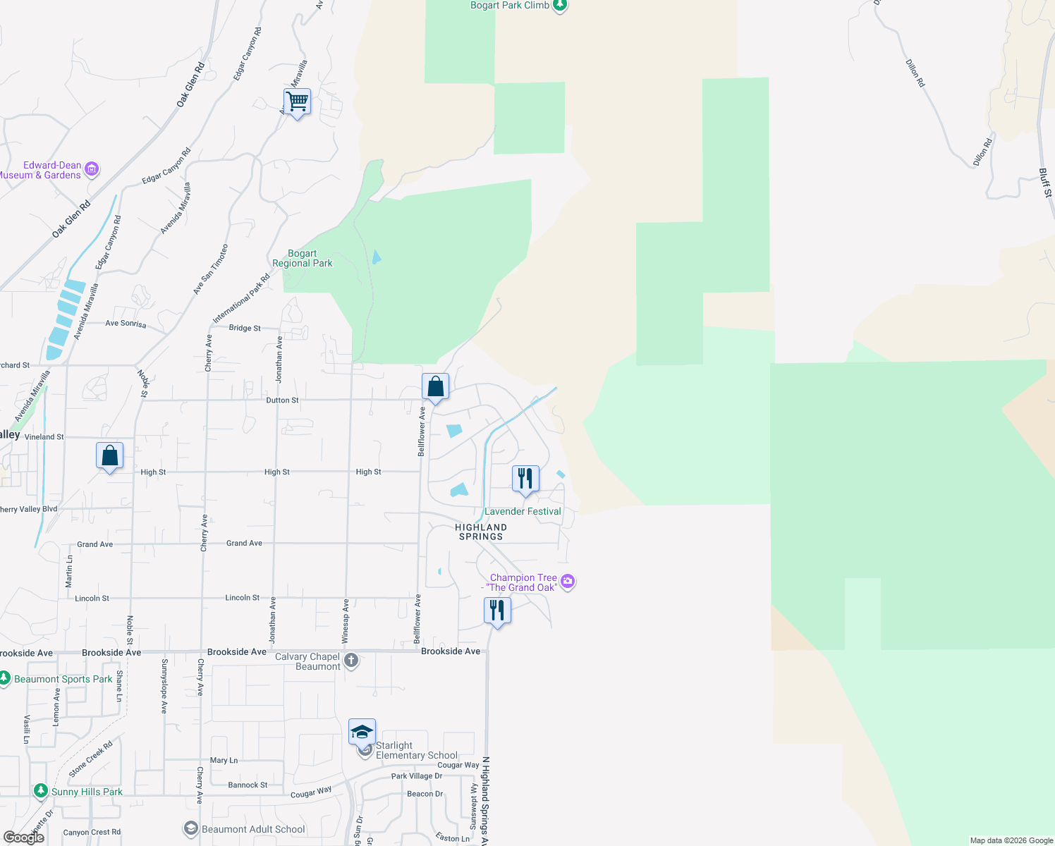 map of restaurants, bars, coffee shops, grocery stores, and more near 10349 Chisholm Trail in Cherry Valley