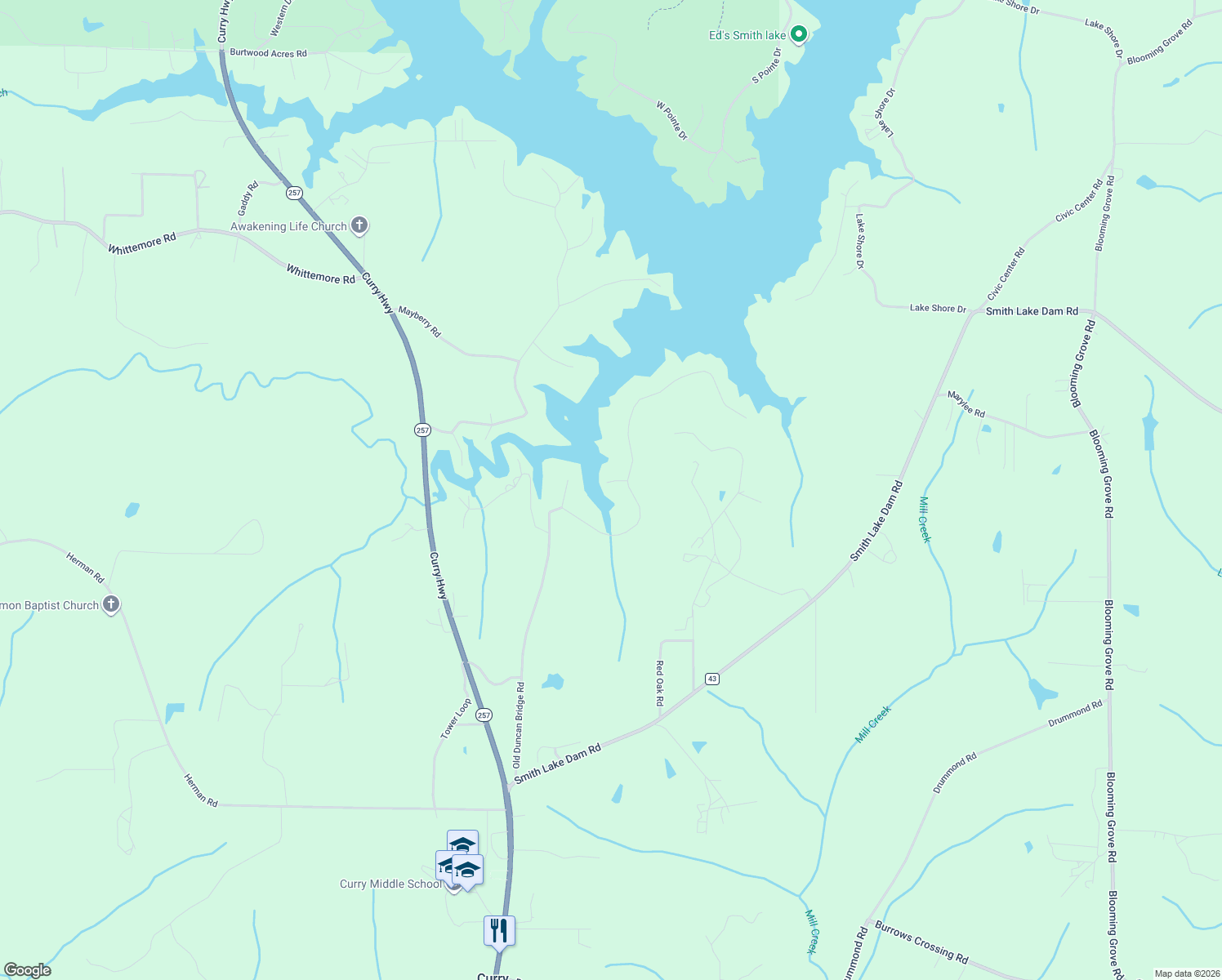 map of restaurants, bars, coffee shops, grocery stores, and more near 1261 Old Duncan Bridge Road in Jasper