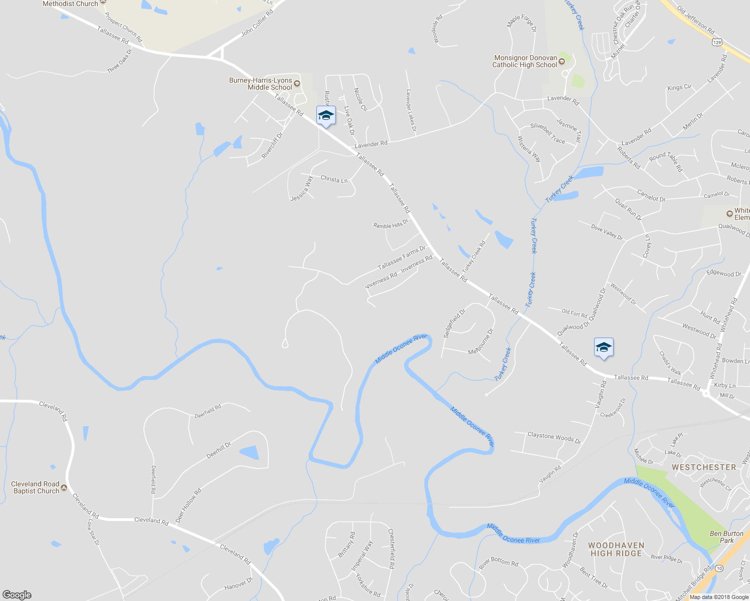 map of restaurants, bars, coffee shops, grocery stores, and more near 133 Inverness Road in Athens