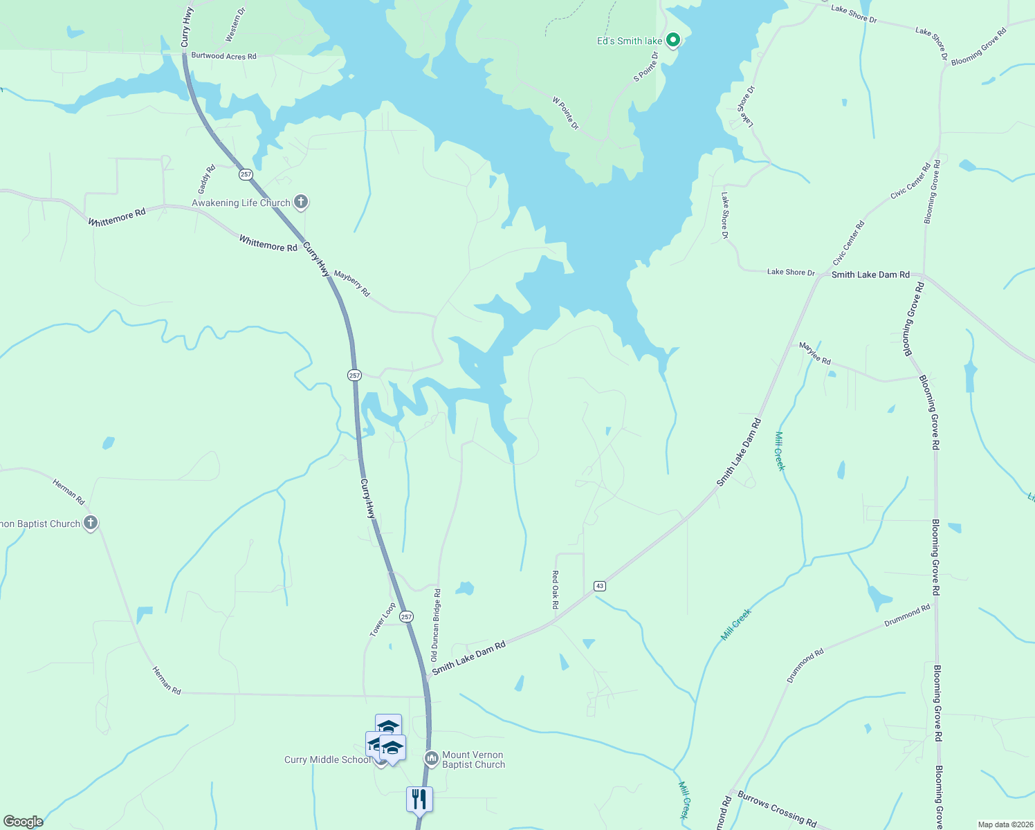 map of restaurants, bars, coffee shops, grocery stores, and more near 1261 Old Duncan Bridge Road in Jasper