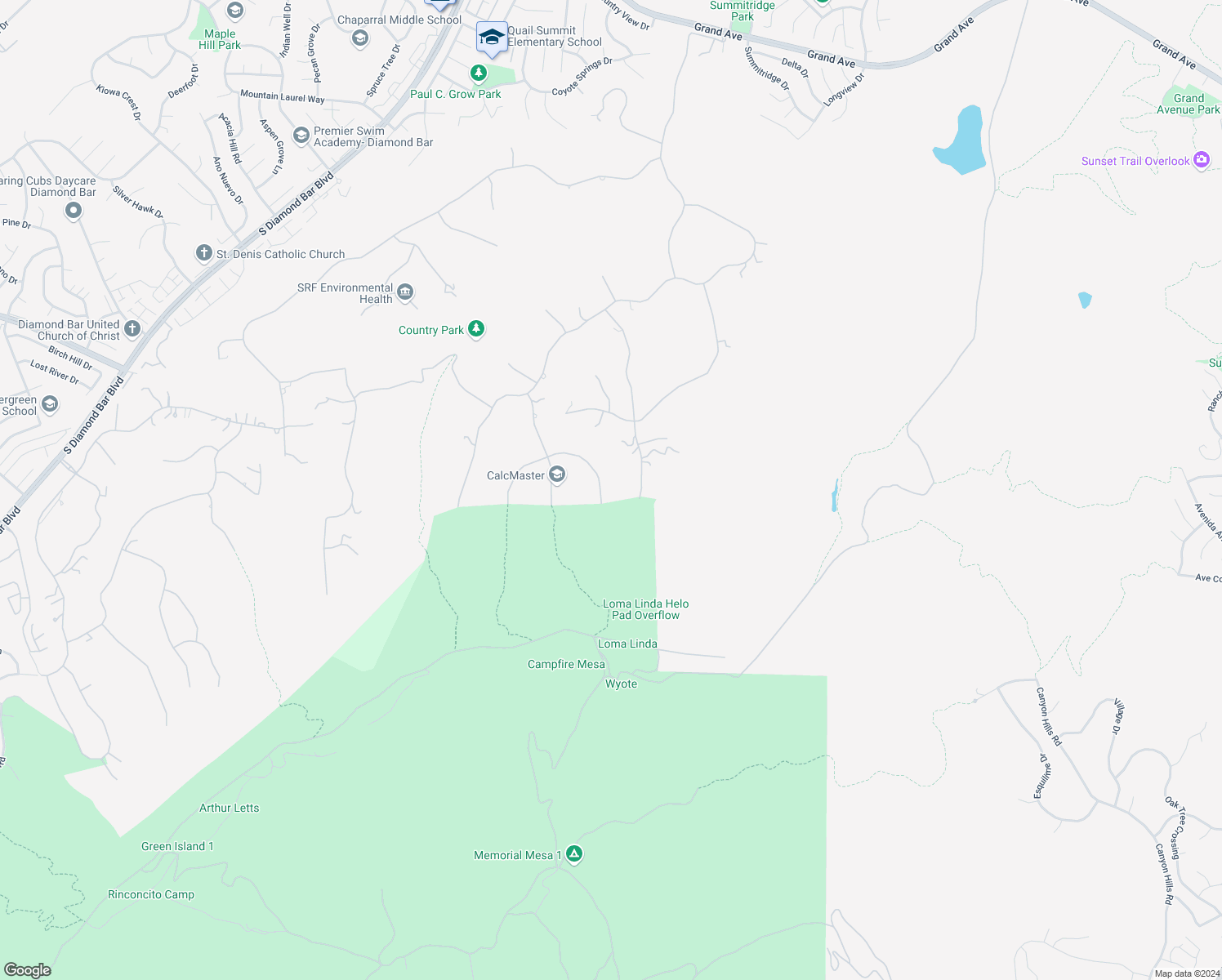 map of restaurants, bars, coffee shops, grocery stores, and more near 2720 Broken Feather Lane in Diamond Bar