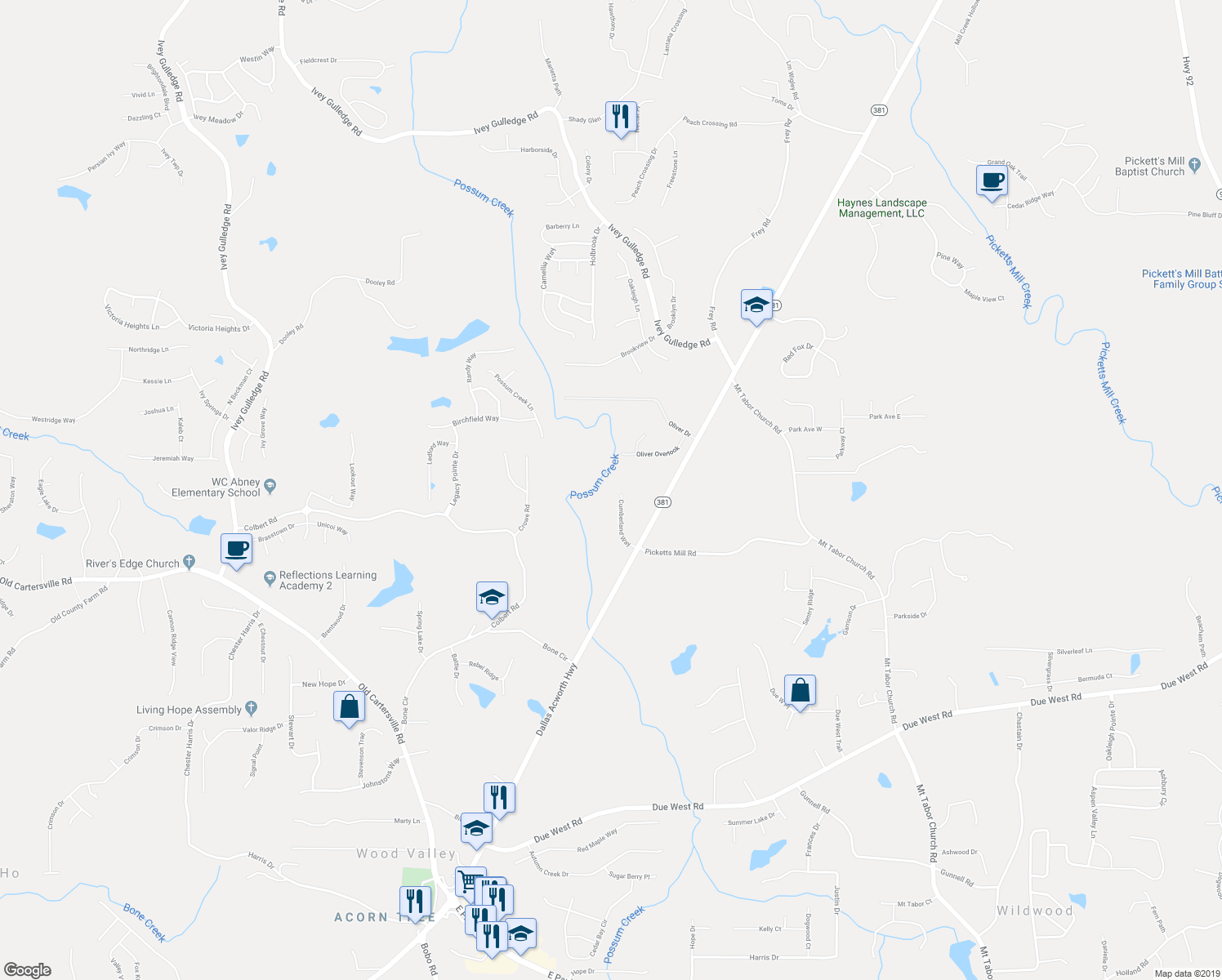 map of restaurants, bars, coffee shops, grocery stores, and more near 191 Cumberland Way in Dallas