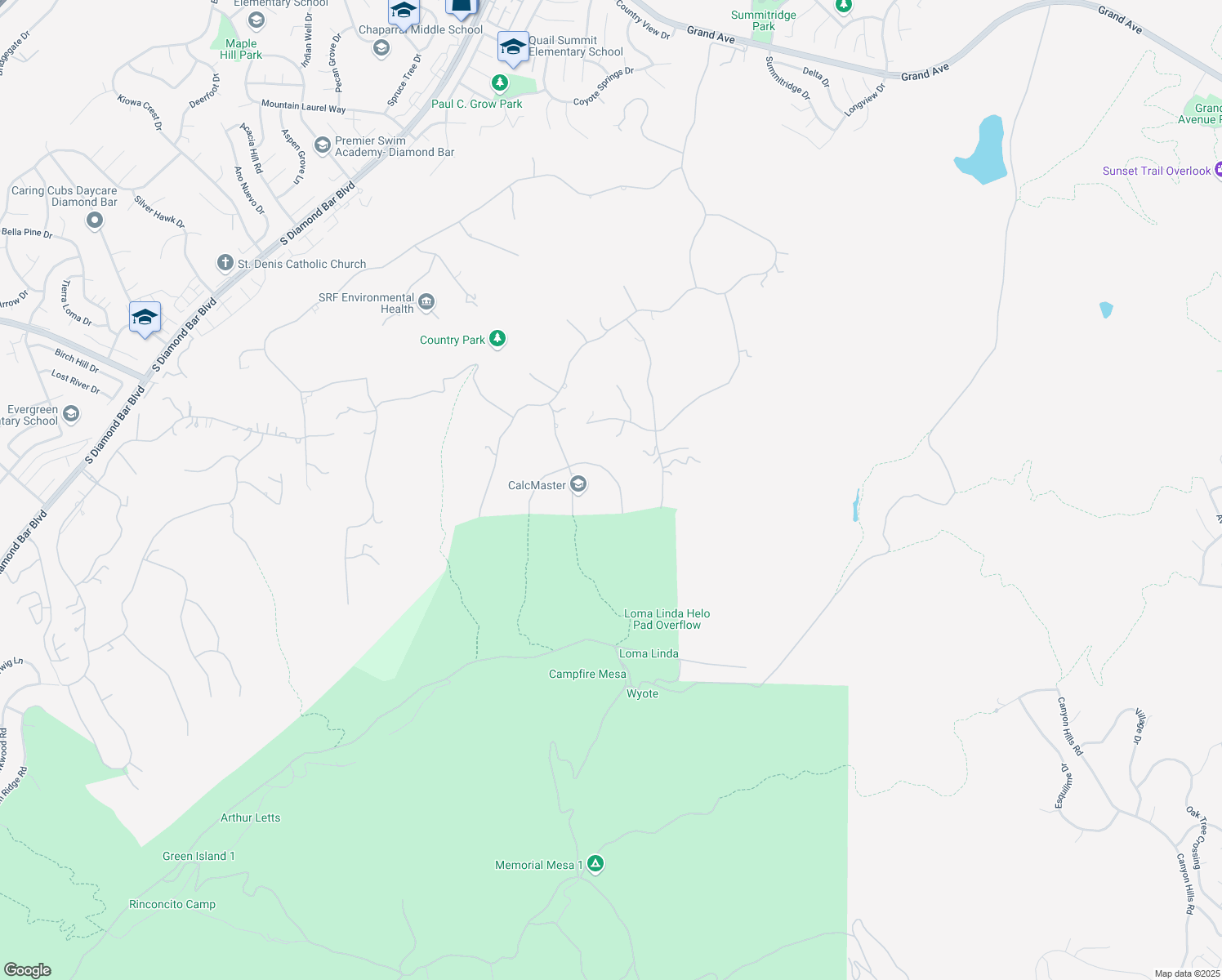 map of restaurants, bars, coffee shops, grocery stores, and more near 2695 Broken Feather Lane in Diamond Bar