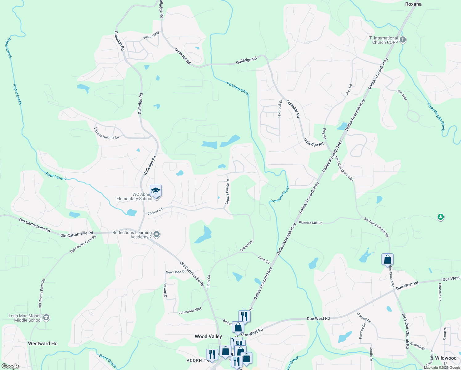 map of restaurants, bars, coffee shops, grocery stores, and more near 198 Legacy Pointe Dr in Dallas