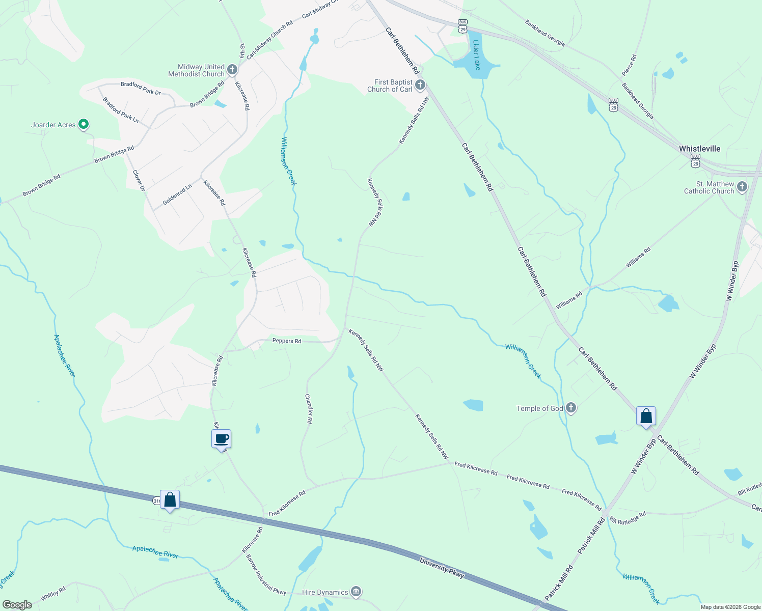 map of restaurants, bars, coffee shops, grocery stores, and more near 1187 Kennedy Drive in Auburn