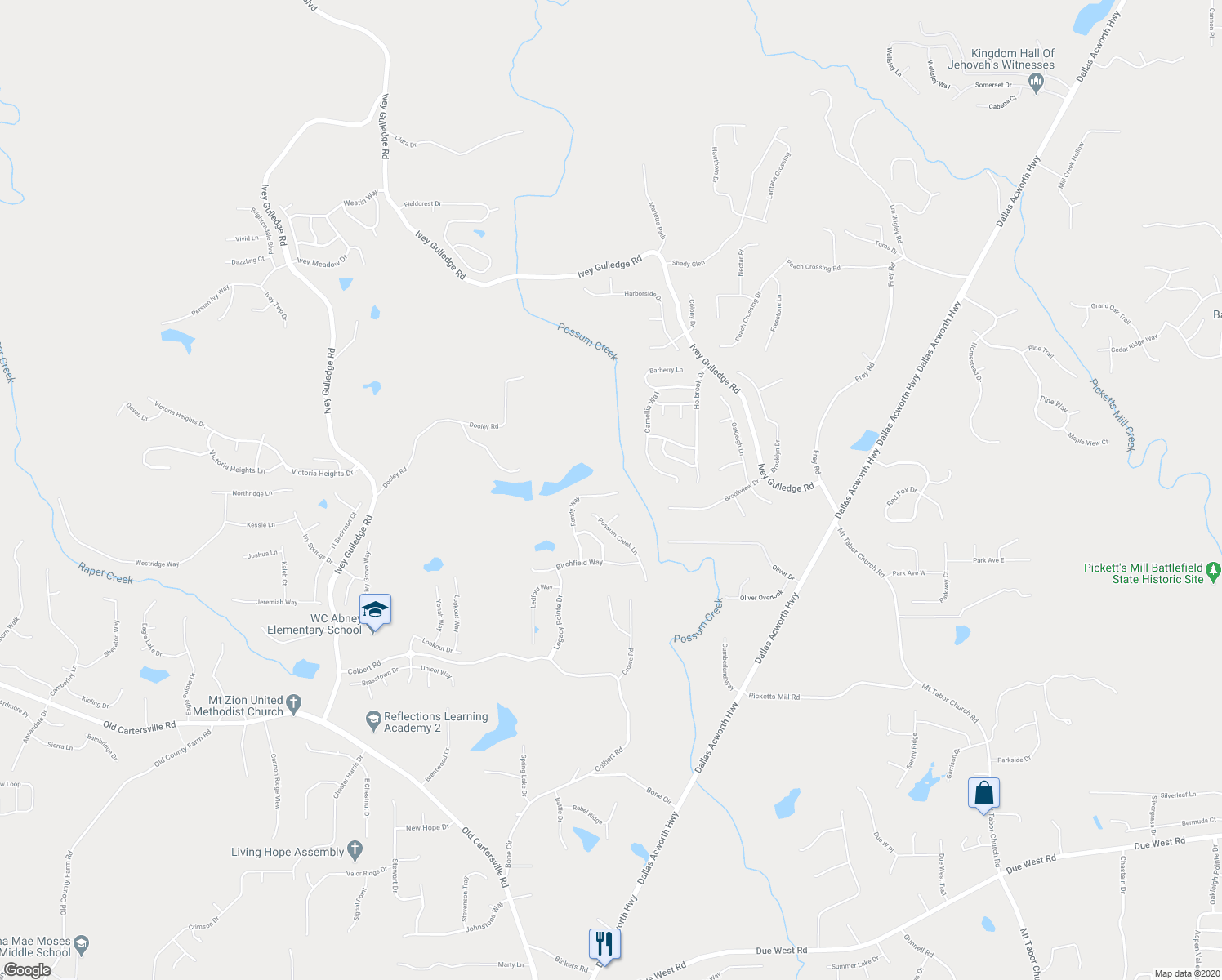 map of restaurants, bars, coffee shops, grocery stores, and more near 313 Randy Way in Dallas