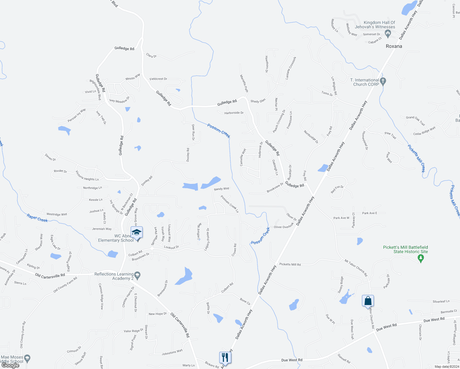 map of restaurants, bars, coffee shops, grocery stores, and more near 327 Randy Way in Dallas
