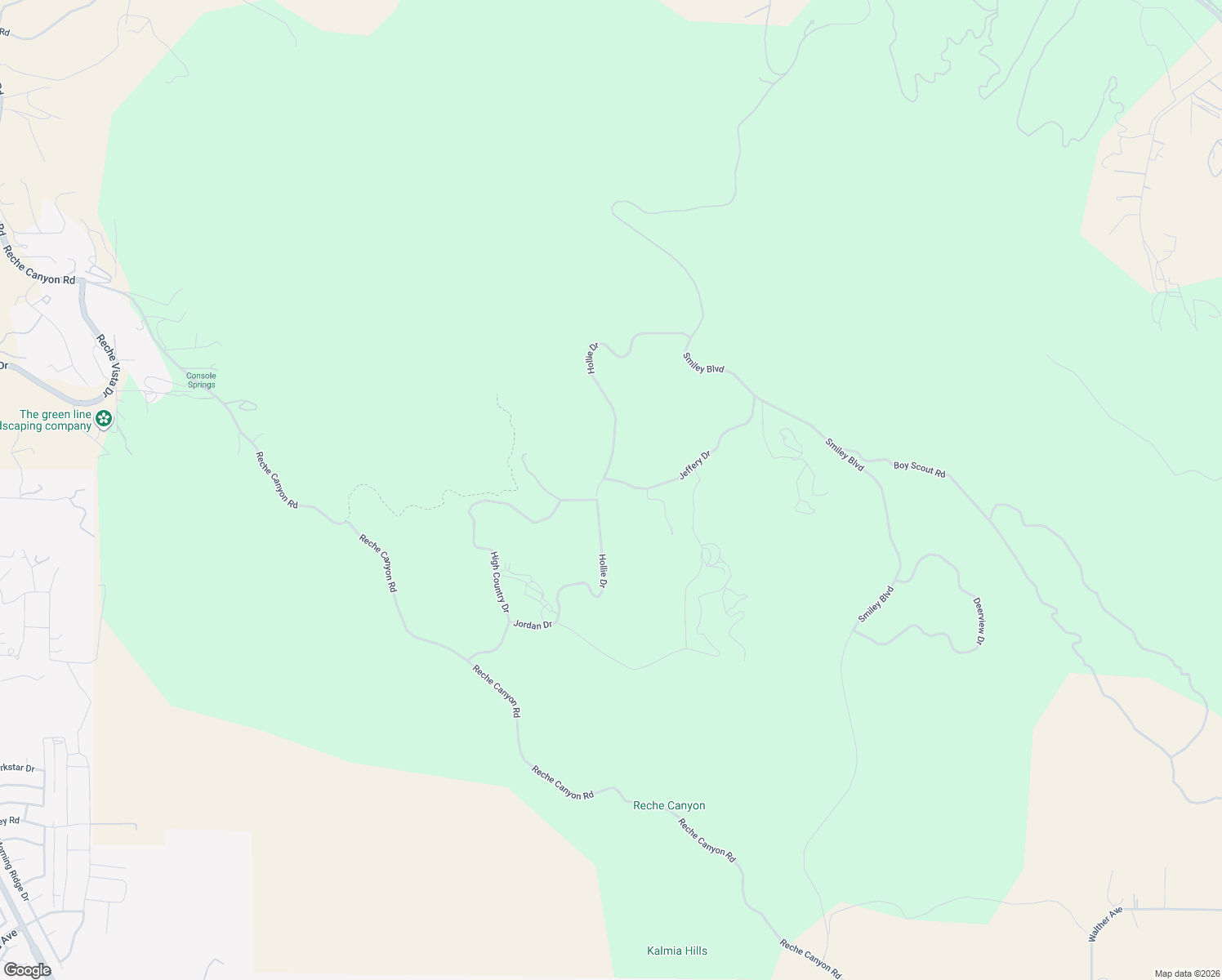 map of restaurants, bars, coffee shops, grocery stores, and more near 9440 Hollie Drive in Redlands