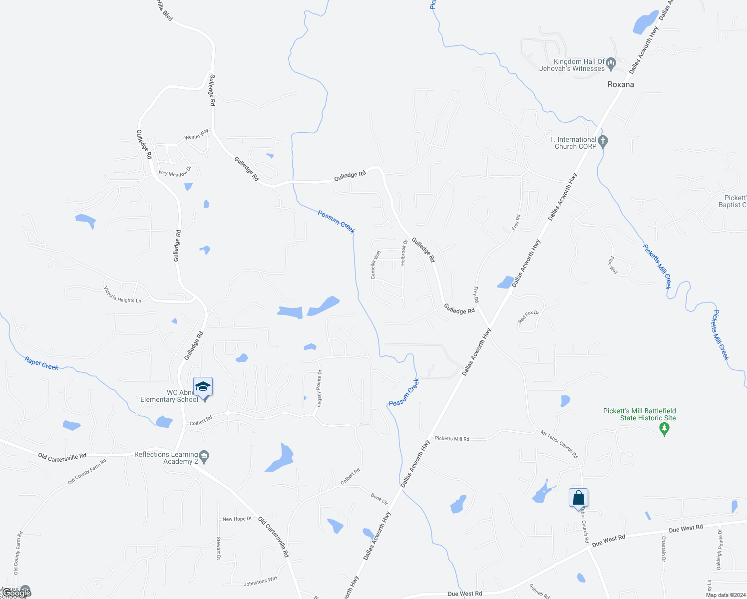 map of restaurants, bars, coffee shops, grocery stores, and more near 244 Camellia Way in Dallas