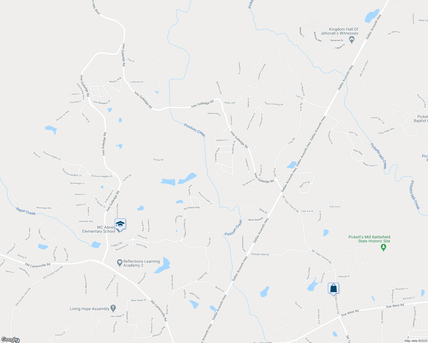 map of restaurants, bars, coffee shops, grocery stores, and more near 220 Camellia Way in Dallas