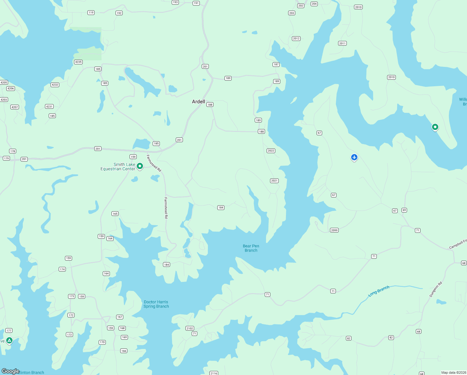 map of restaurants, bars, coffee shops, grocery stores, and more near 460 County Road 2023 in Crane Hill