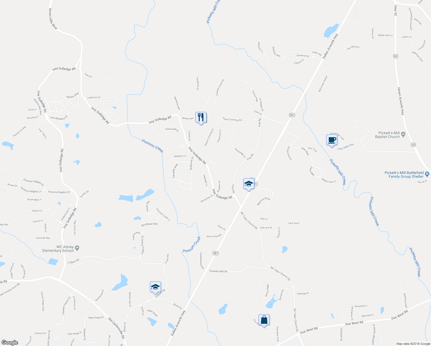 map of restaurants, bars, coffee shops, grocery stores, and more near 237 Brooklyn Drive in Dallas