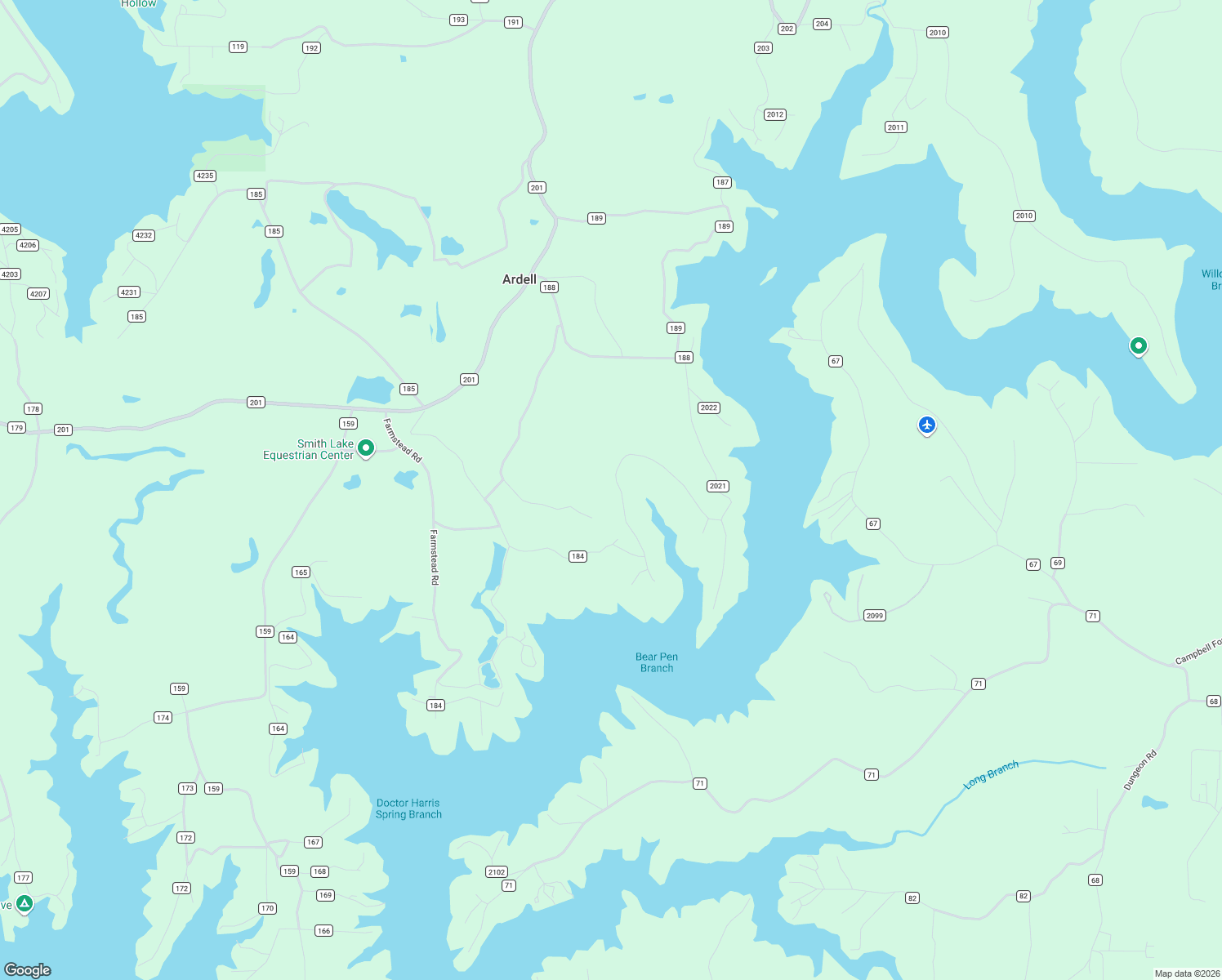 map of restaurants, bars, coffee shops, grocery stores, and more near 460 County Rd 2023 in Crane Hill