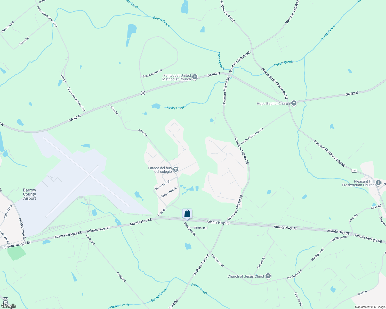 map of restaurants, bars, coffee shops, grocery stores, and more near 953 Azalea Court in Winder