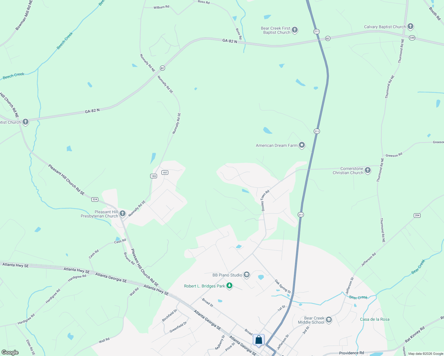 map of restaurants, bars, coffee shops, grocery stores, and more near 2026 Kirkland Circle in Statham