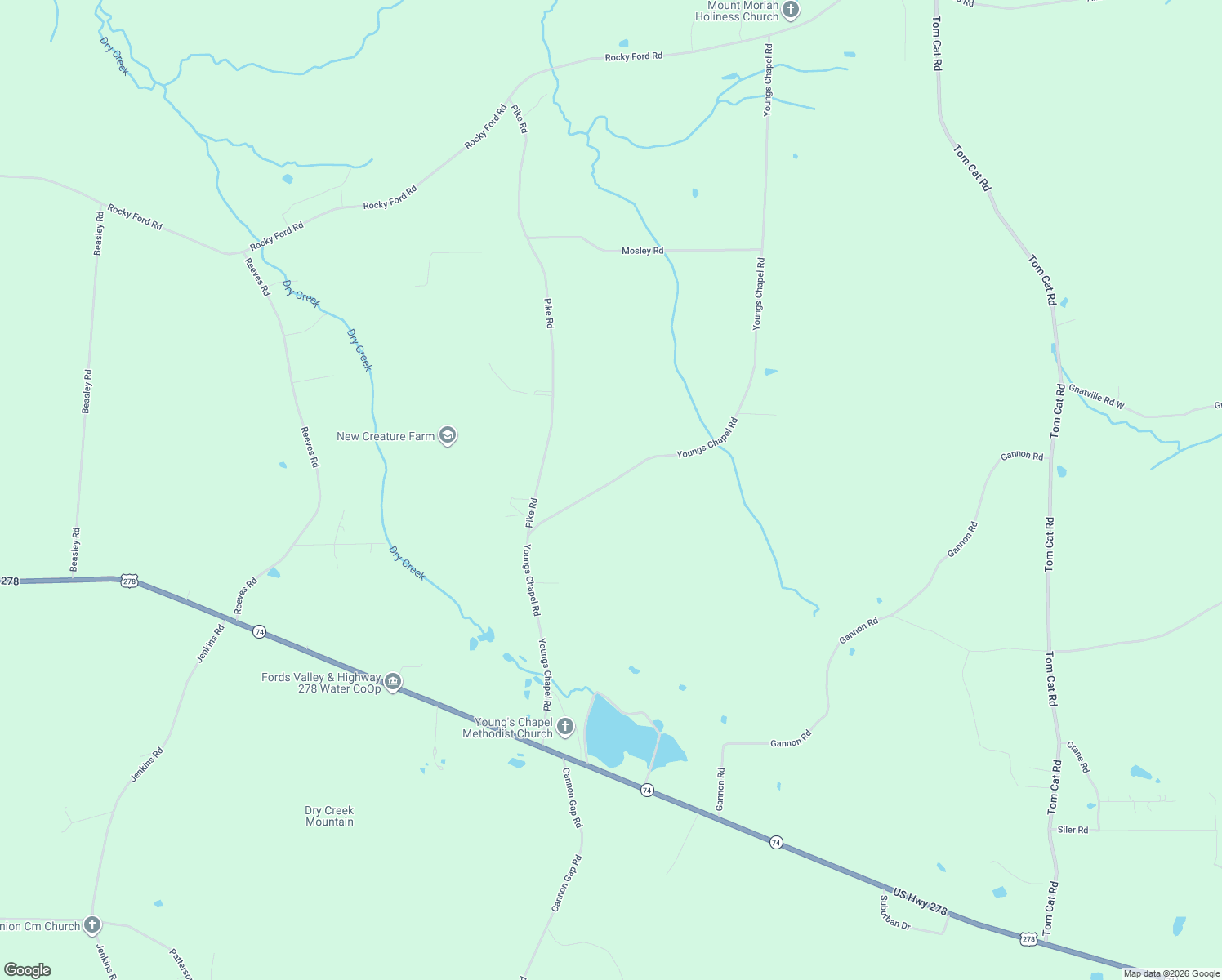 map of restaurants, bars, coffee shops, grocery stores, and more near 936 Youngs Chapel Road in Piedmont