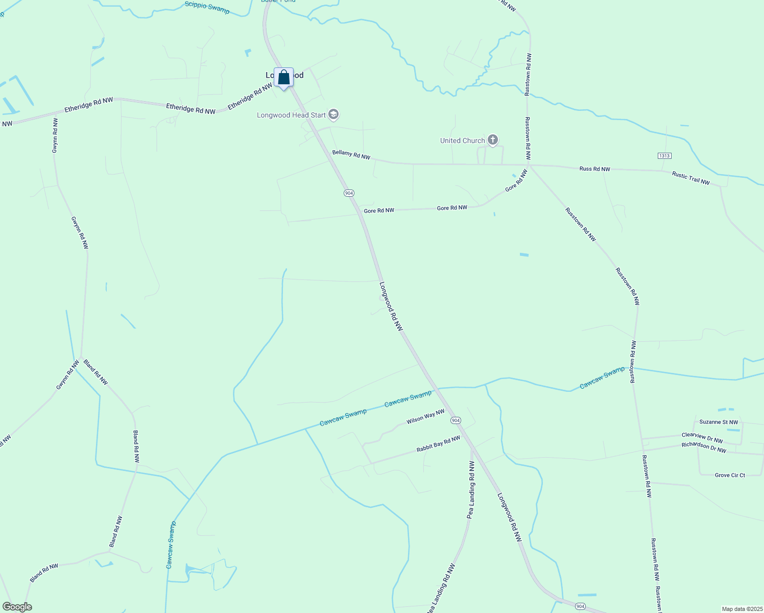 map of restaurants, bars, coffee shops, grocery stores, and more near 1551 Longwood Rd NW in Brunswick