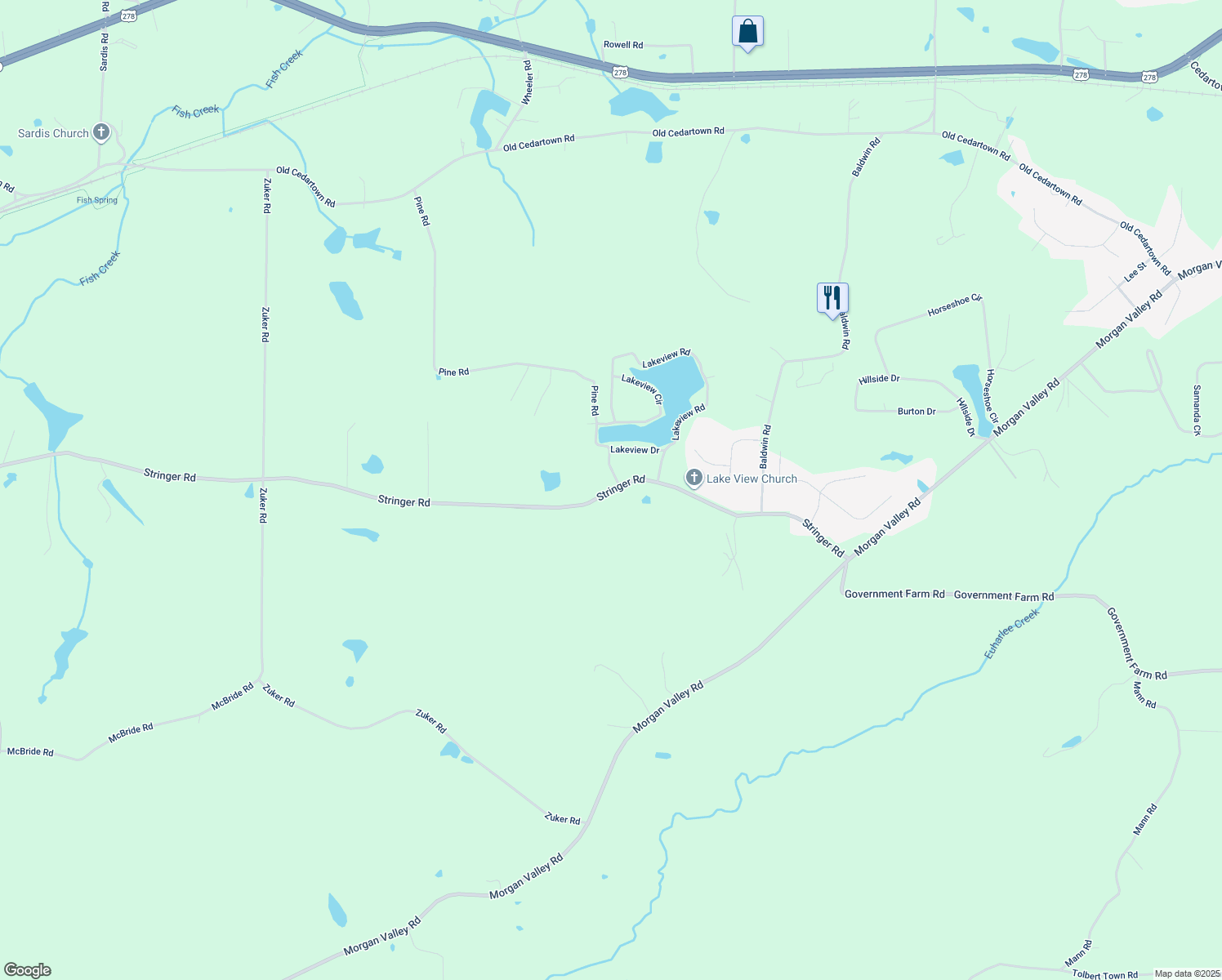 map of restaurants, bars, coffee shops, grocery stores, and more near 414 Stringer Road in Rockmart