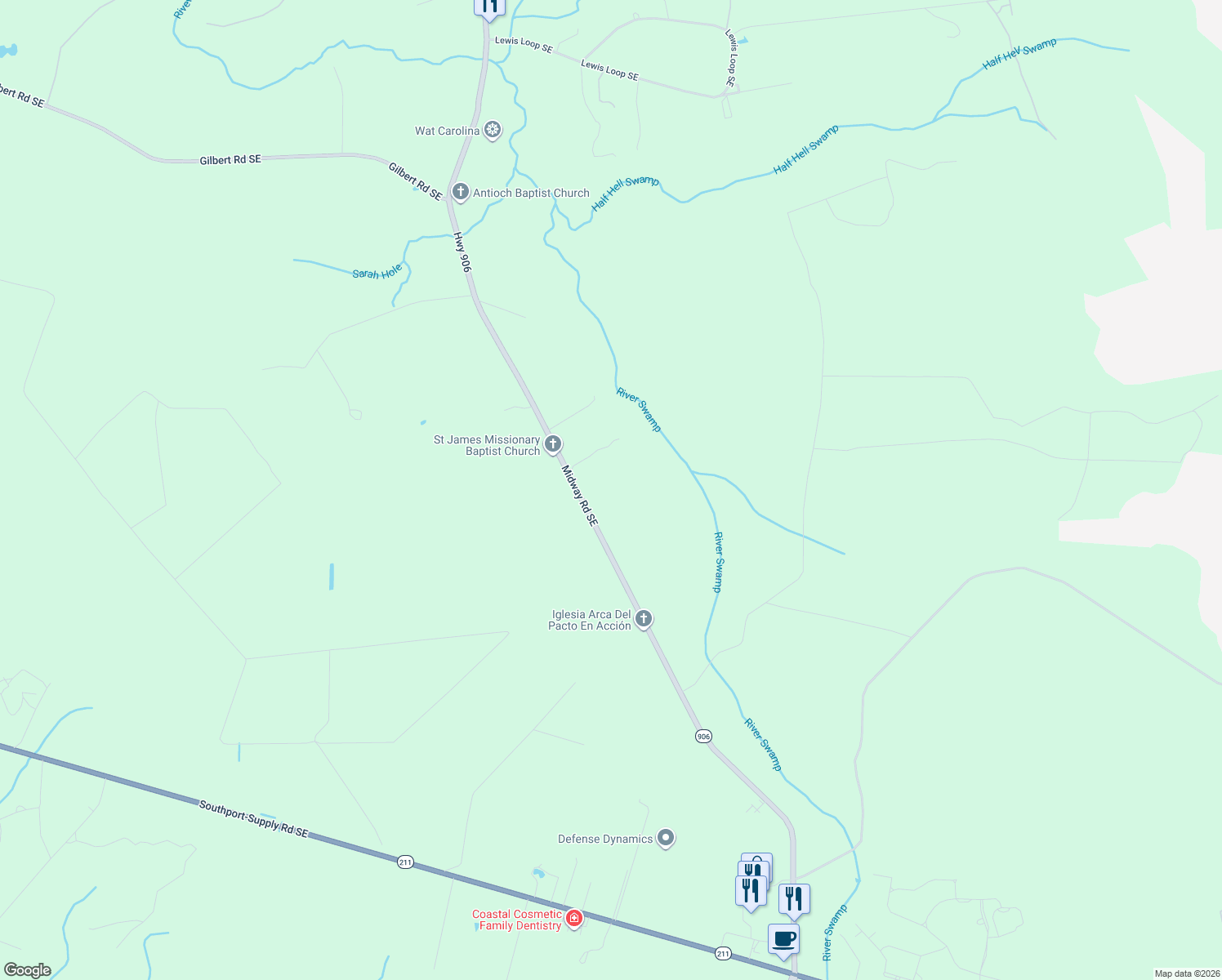 map of restaurants, bars, coffee shops, grocery stores, and more near 2136 Midway Road Southeast in Bolivia