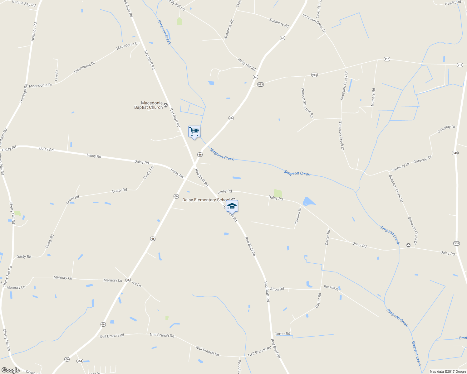 map of restaurants, bars, coffee shops, grocery stores, and more near 3065 Daisy Road in Loris