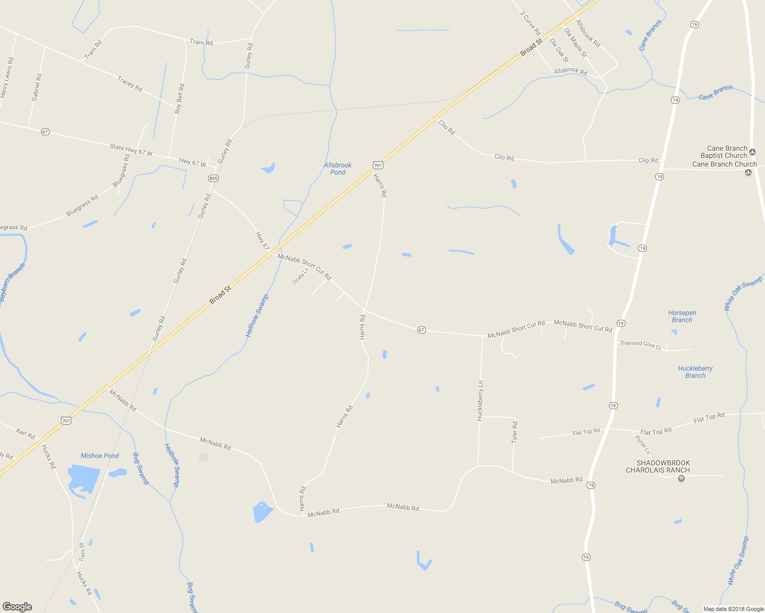 map of restaurants, bars, coffee shops, grocery stores, and more near 441 State Highway 67 in Loris