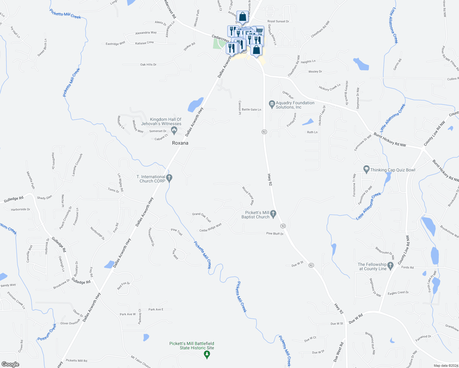 map of restaurants, bars, coffee shops, grocery stores, and more near 559 Wood Point Way in Dallas
