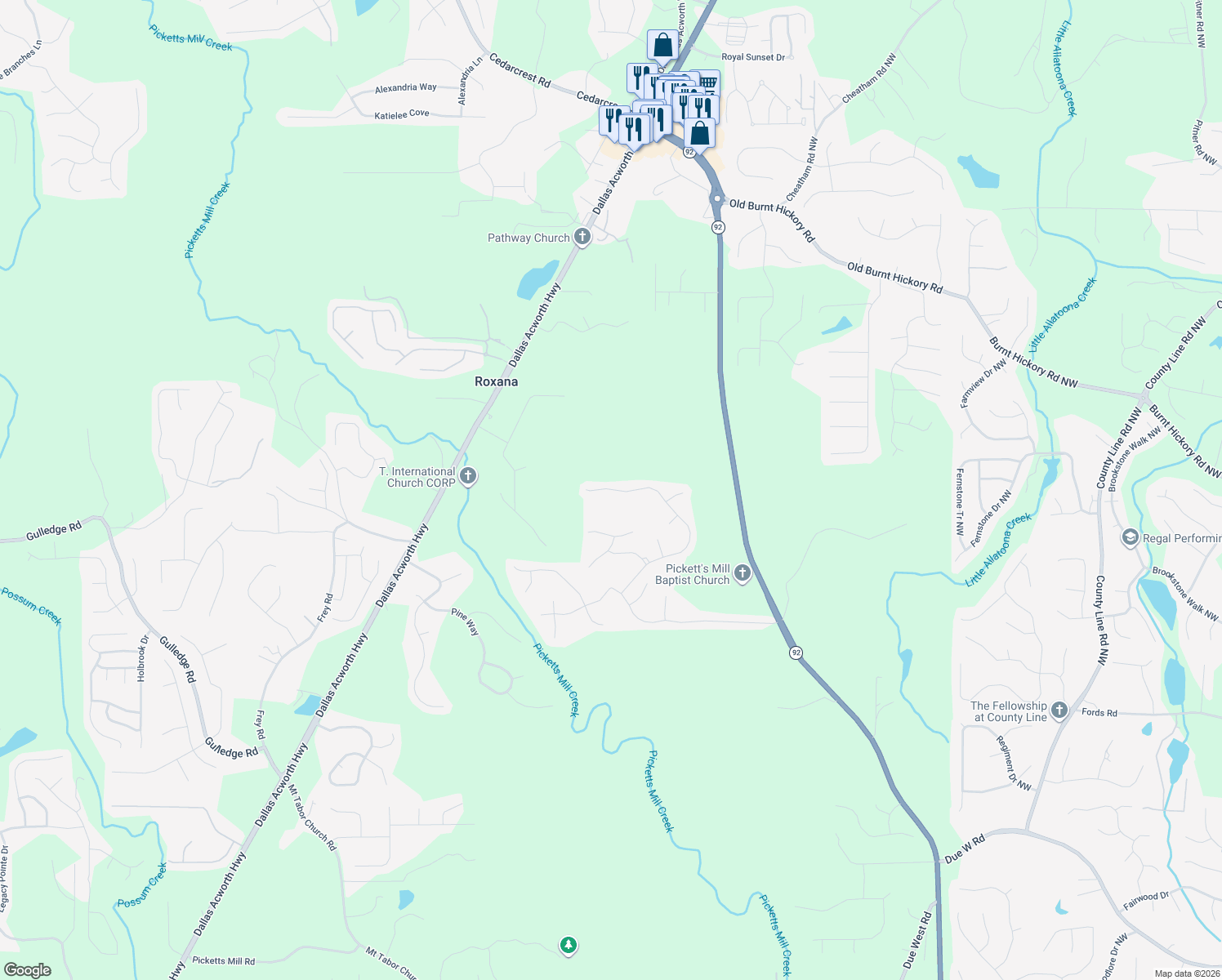 map of restaurants, bars, coffee shops, grocery stores, and more near 614 Wood Point Way in Dallas