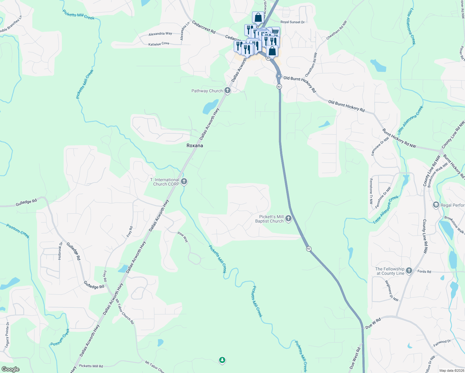 map of restaurants, bars, coffee shops, grocery stores, and more near 665 Wood Point Way in Dallas