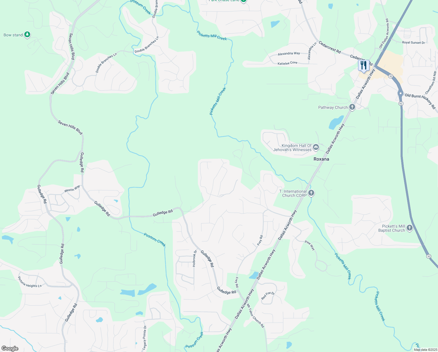 map of restaurants, bars, coffee shops, grocery stores, and more near 482 Shady Glen in Dallas