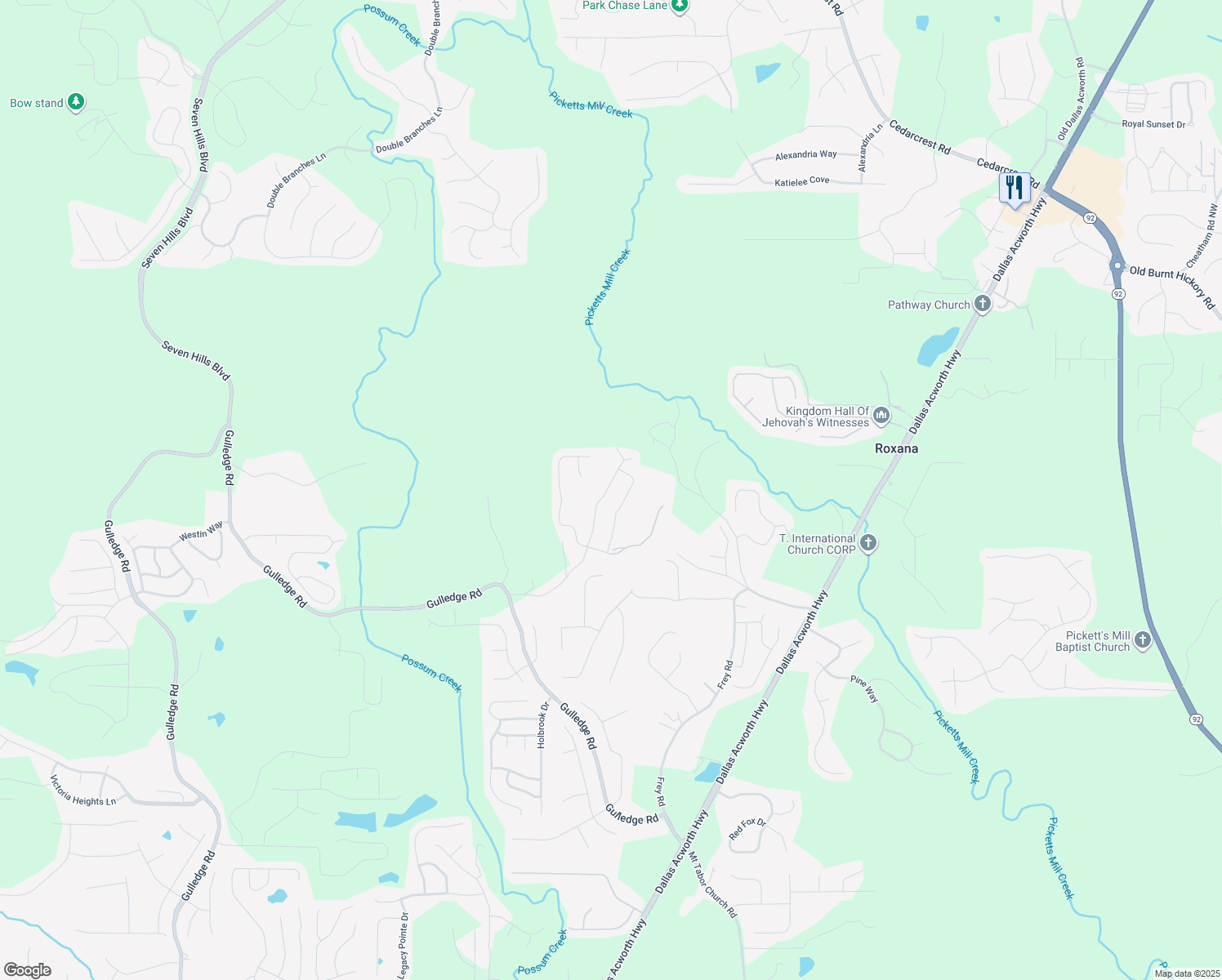 map of restaurants, bars, coffee shops, grocery stores, and more near 496 Shady Glen in Dallas