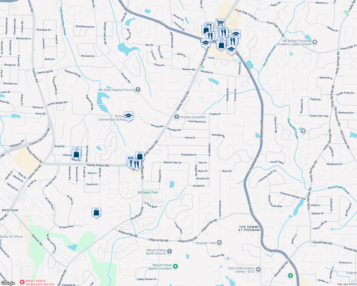 map of restaurants, bars, coffee shops, grocery stores, and more near 1741 Hasty Road in Marietta