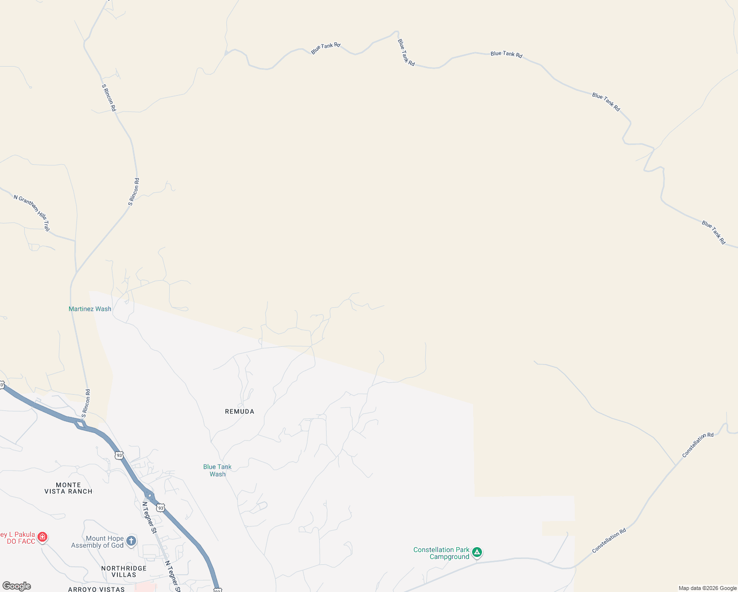 map of restaurants, bars, coffee shops, grocery stores, and more near 38020 Blue Tank Trail in Wickenburg