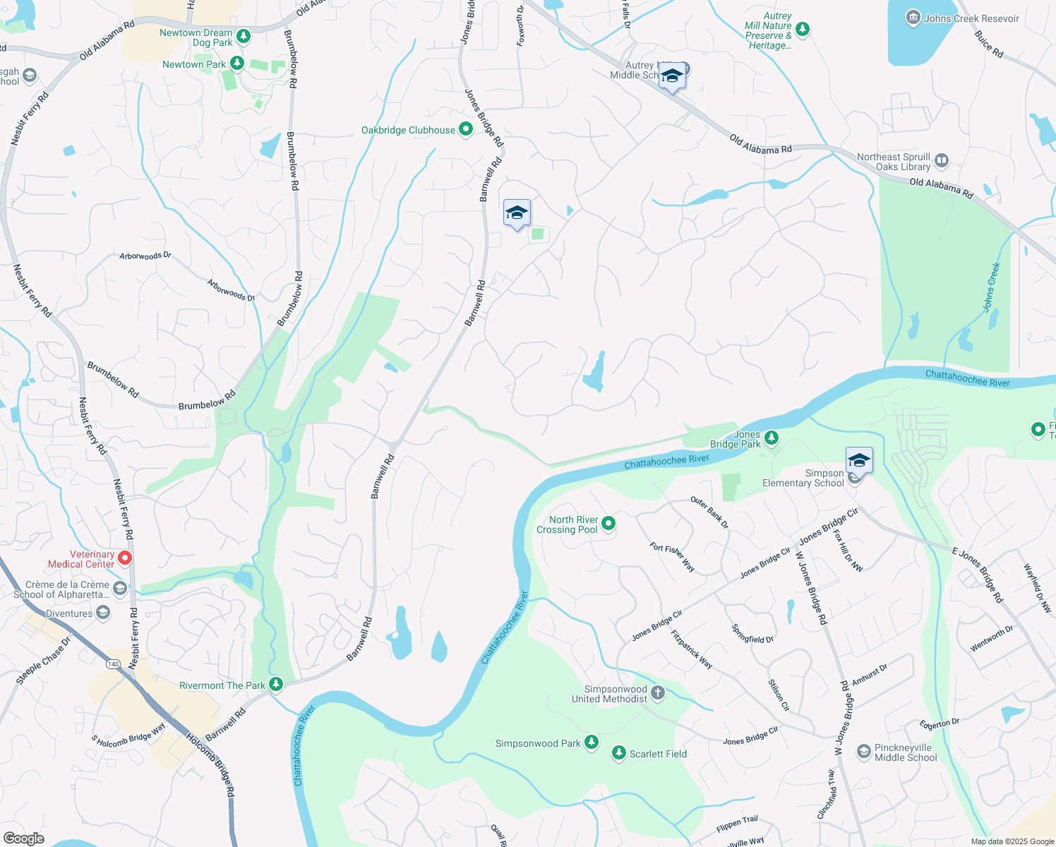 map of restaurants, bars, coffee shops, grocery stores, and more near 8957 Old Southwick Pass in Alpharetta
