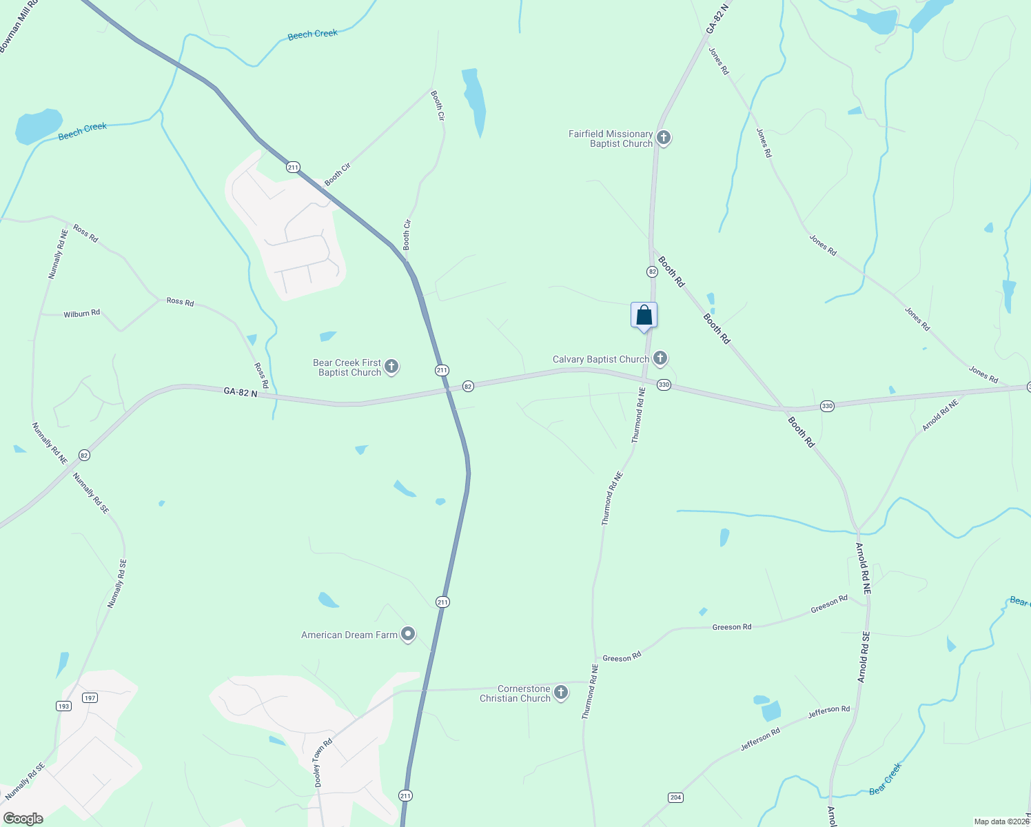 map of restaurants, bars, coffee shops, grocery stores, and more near 403 Corbin Court in Statham