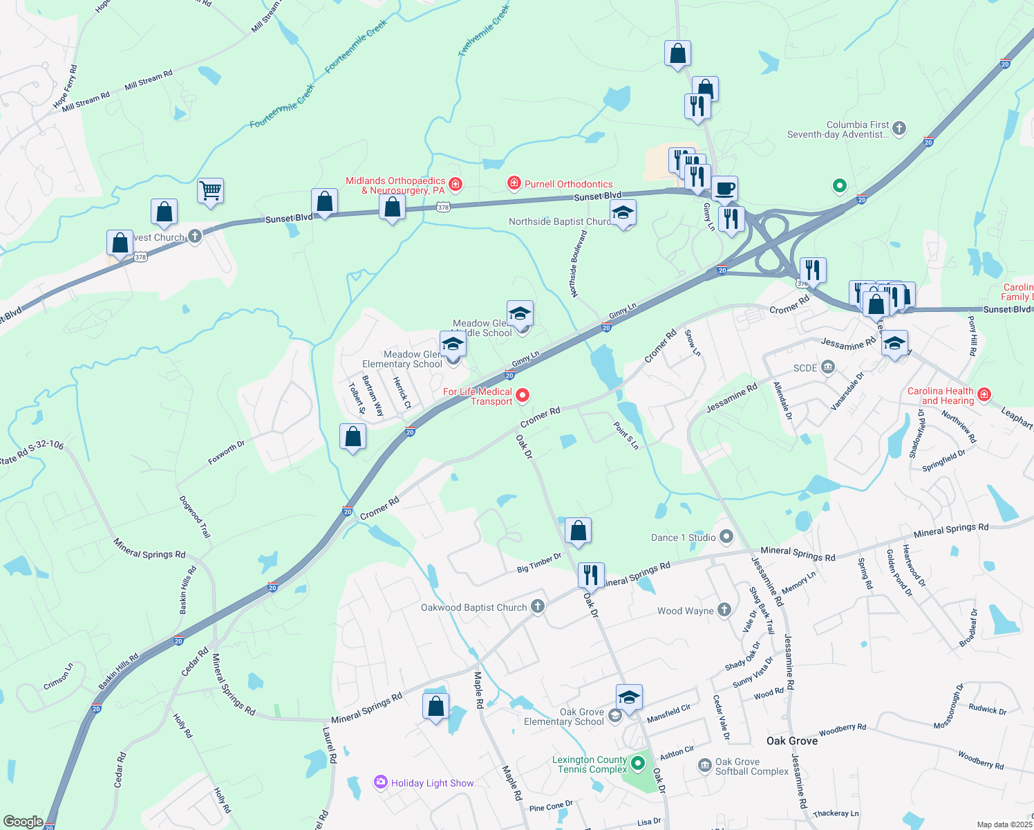 map of restaurants, bars, coffee shops, grocery stores, and more near 464 Cromer Road in Lexington
