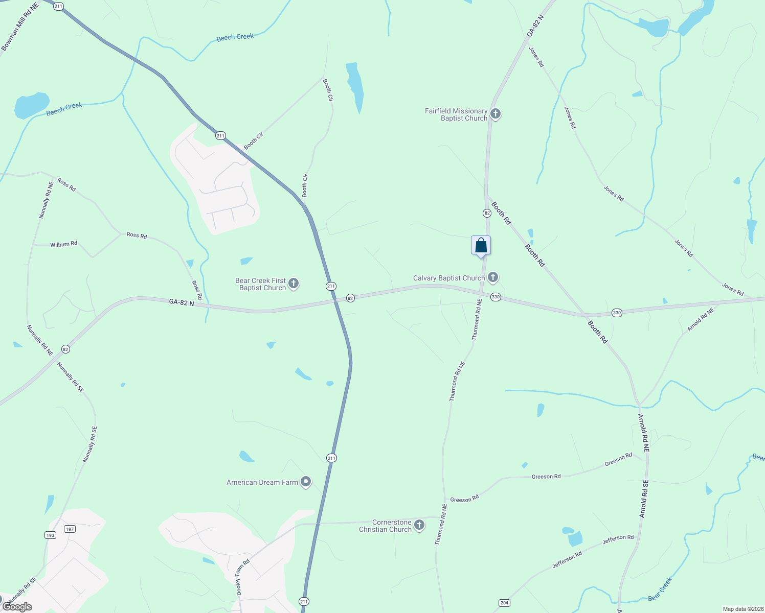 map of restaurants, bars, coffee shops, grocery stores, and more near 400 Corbin Ct in Statham