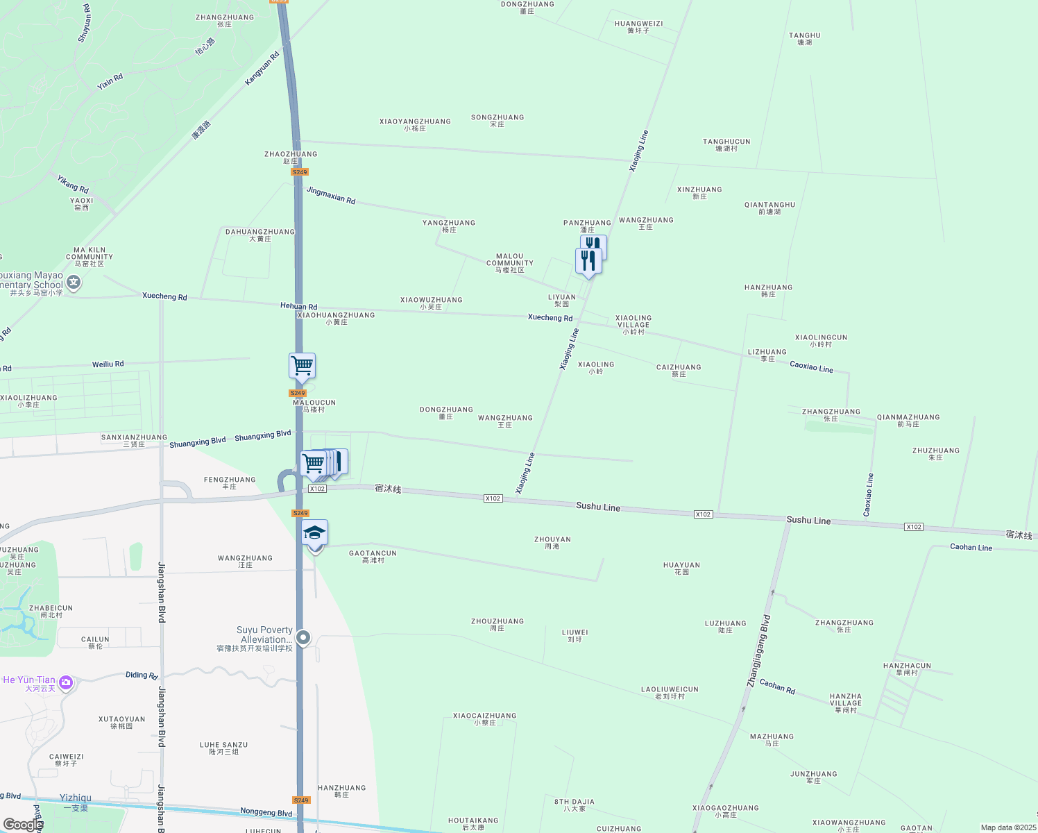 map of restaurants, bars, coffee shops, grocery stores, and more near in Suqian